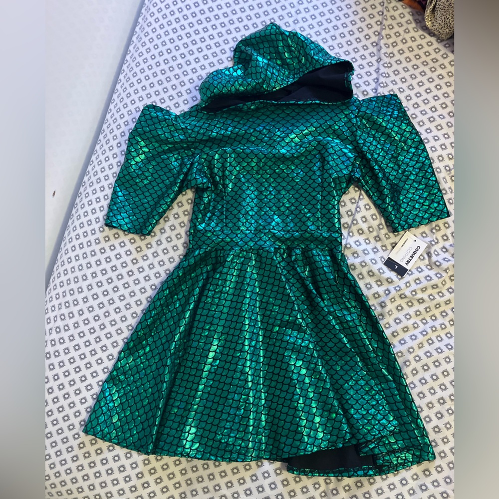 Hooded mermaid skater dress! Green Skater Dress. Halloween costume unique